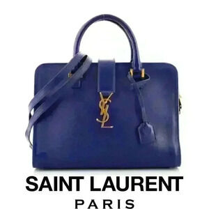 SAINT LAURENT Calfskin Monogram Cabas Top Handle Bag w/ Crossbody Strap